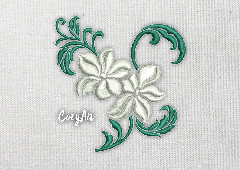 DIGITAL: Beautiful Flower Pattern (colored) - 4 Sizes Embroidery Design ...