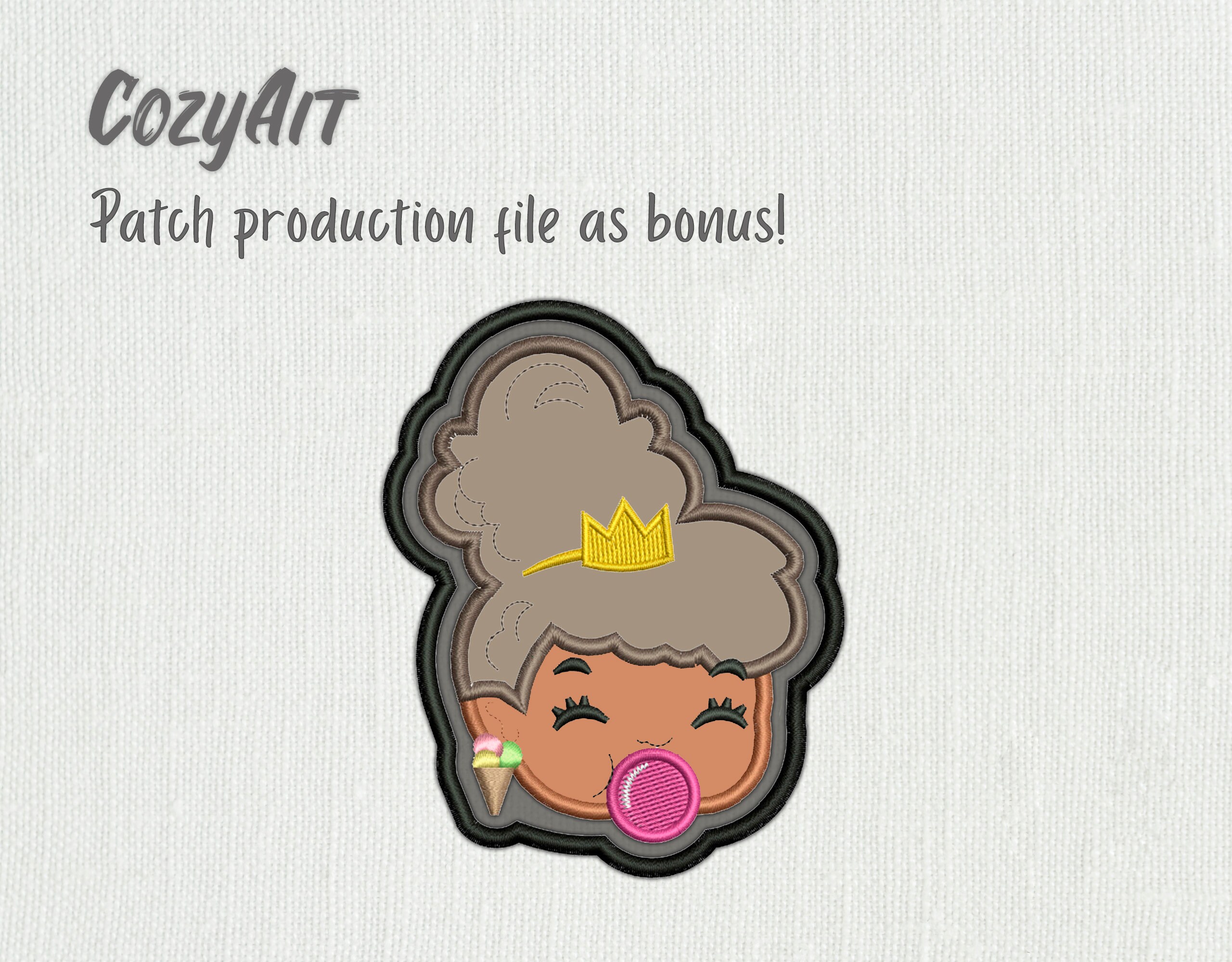 DIGITAL: APPLIQUE Cartoony Cute Girl Bubble +patch Production File - 4 ...