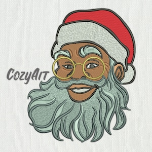 DIGITAL: African American Santa Claus in Glasses - 4 sizes embroidery design for machine embroidery (218)