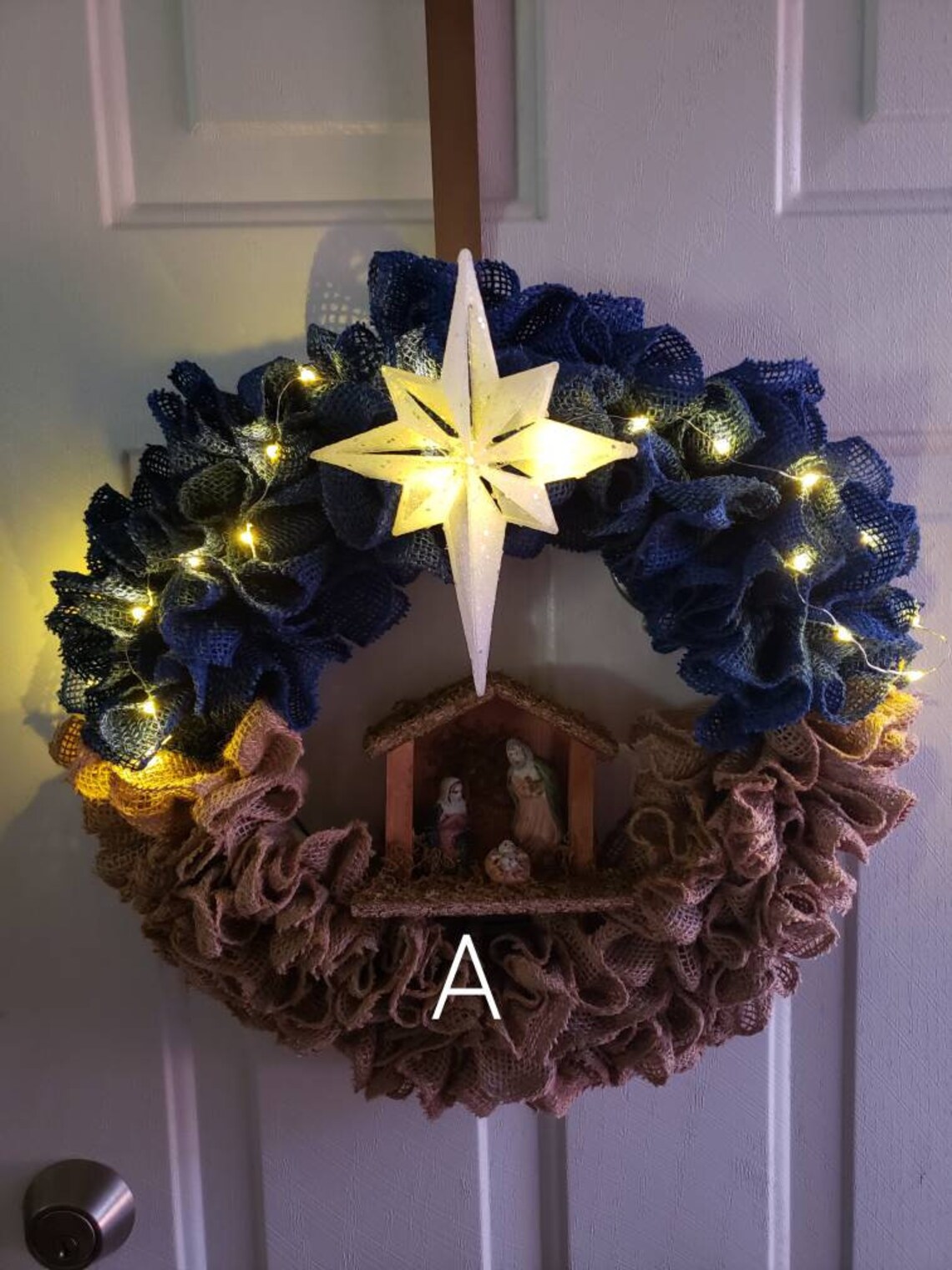 Nativity Scene Wreath With Lights Etsy