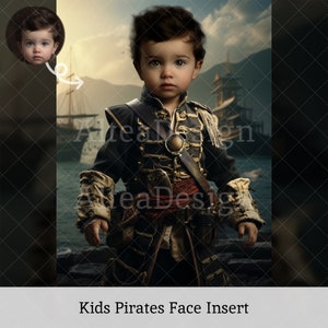 Kids Pirate Face Insert | For Photoshop Composite, Digital Background, Pirates Portrait Photo, Holiday Photography Photoshoot, Kids Edit