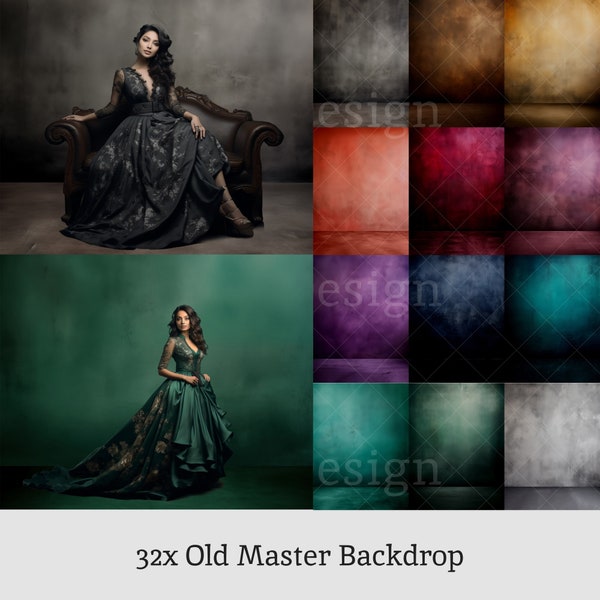 32x Old Master Backdrop Bundle | Portrait Background | Maternity Wedding Vintage Digital Studio Composite Grunge Rembrandt Background