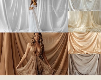 18x Flowing Fabric Digital Backdrops | Drape Backgrounds | Maternity Wedding Photoshoot Photoshop Fine Art Textures Composite Backdrop