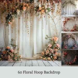 60x Floral Hop Digital Backdrops | Colorful Floral Texture Backgrounds | Maternity Wedding Photoshop Art Textures Composite Backdrop