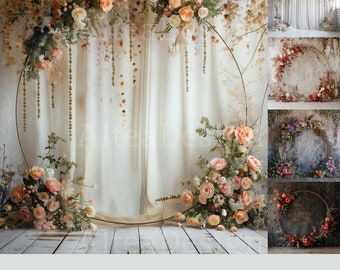 60x Floral Hop Digital Backdrops | Colorful Floral Texture Backgrounds | Maternity Wedding Photoshop Art Textures Composite Backdrop