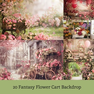 20x Fantasy Blumen Warenkorb Hintergrund | Floral Store Digitale Hintergründe | Kinder Fotografie Photoshop Studio Fine Art Texturen zusammengesetzt