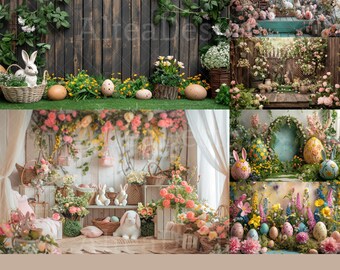 12x Whimsical Easter Backdrops | Classic Backgrounds | Kids Party Celebration Photoshoot Photoshop Fine Art Textures Composite Backdrop