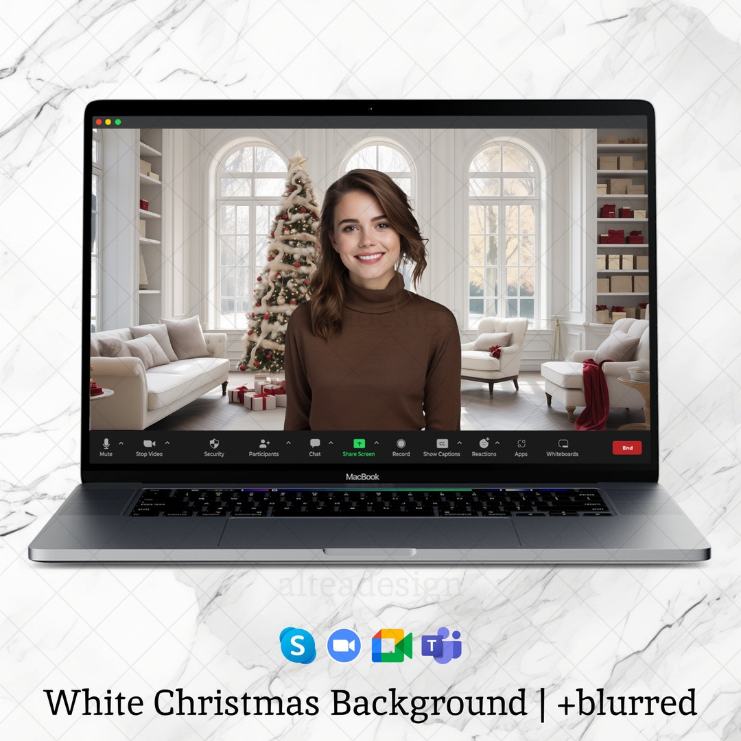 White Christmas Zoom Background Virtual Meeting Background, Home Office Background, Virtual