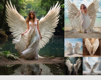 12x Nature Angel Wings Digital Backdrops | Nature Angel Wing Backgrounds | Maternity Wedding Photoshop Fine Art Textures Composite Backdrop