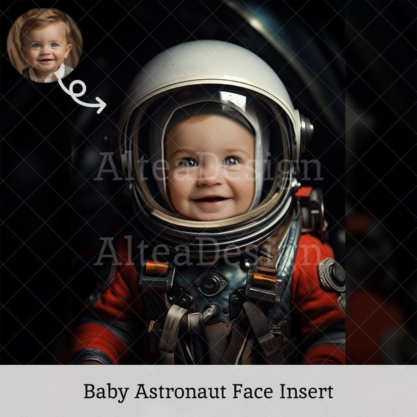 Baby Astronaut Face Insert | For Photoshop Composite, Digital Background, Kids Portrait Photo, Holiday Photography Photoshoot, Kids Edit