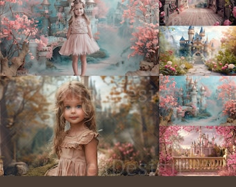 14x Fantasy Castle Backdrop | Castle Path Balcony Digital Backgrounds | Maternity Wedding Photoshop Studio Fine Art Textures Composite