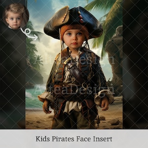 Kids Pirate Face Insert | For Photoshop Composite, Digital Background, Pirates Portrait Photo, Holiday Photography Photoshoot, Kids Edit