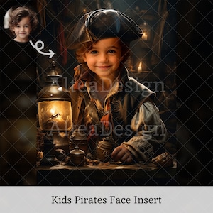 Kids Pirate Face Insert | For Photoshop Composite, Digital Background, Pirates Portrait Photo, Holiday Photography Photoshoot, Kids Edit