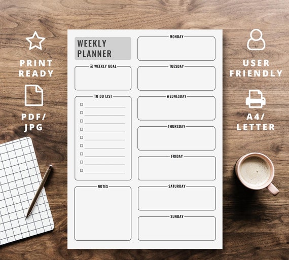 Weekly Planner Printable to Do List This Week Printable | Etsy