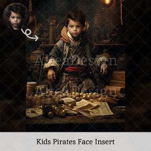 Kids Pirate Face Insert | For Photoshop Composite, Digital Background, Pirates Portrait Photo, Holiday Photography Photoshoot, Kids Edit