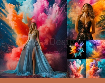 14x Colorful Explosion Digital Backdrops | Backgrounds | Maternity Wedding Photoshoot Photoshop Fine Art Textures Composite Backdrop