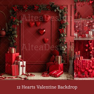 12x Heart Valentine Backdrops | Romantic Hearts Present Texture Backgrounds | Maternity Wedding Photoshop Art Textures Composite Backdrop