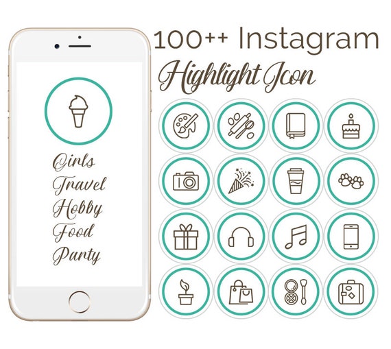 100 Instagram Story Highlight Icons Black Marble Girly | Etsy
