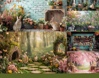14x Whimsical Easter Backdrops | Classic Backgrounds | Kids Party Celebration Photoshoot Photoshop Fine Art Textures Composite Backdrop