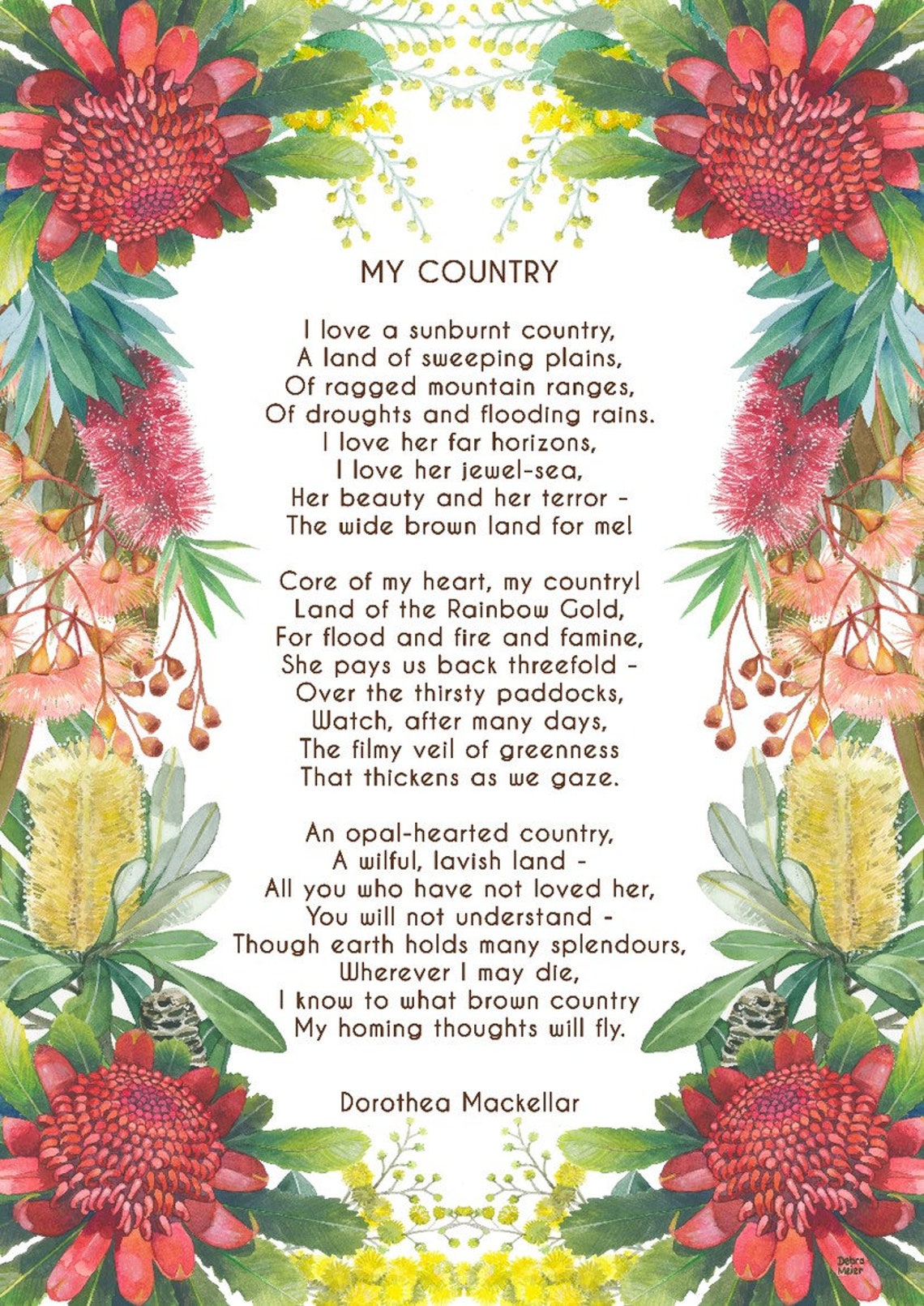 A Sunburnt Country Poem Inspirational Poem My Country Poem - Etsy Australia