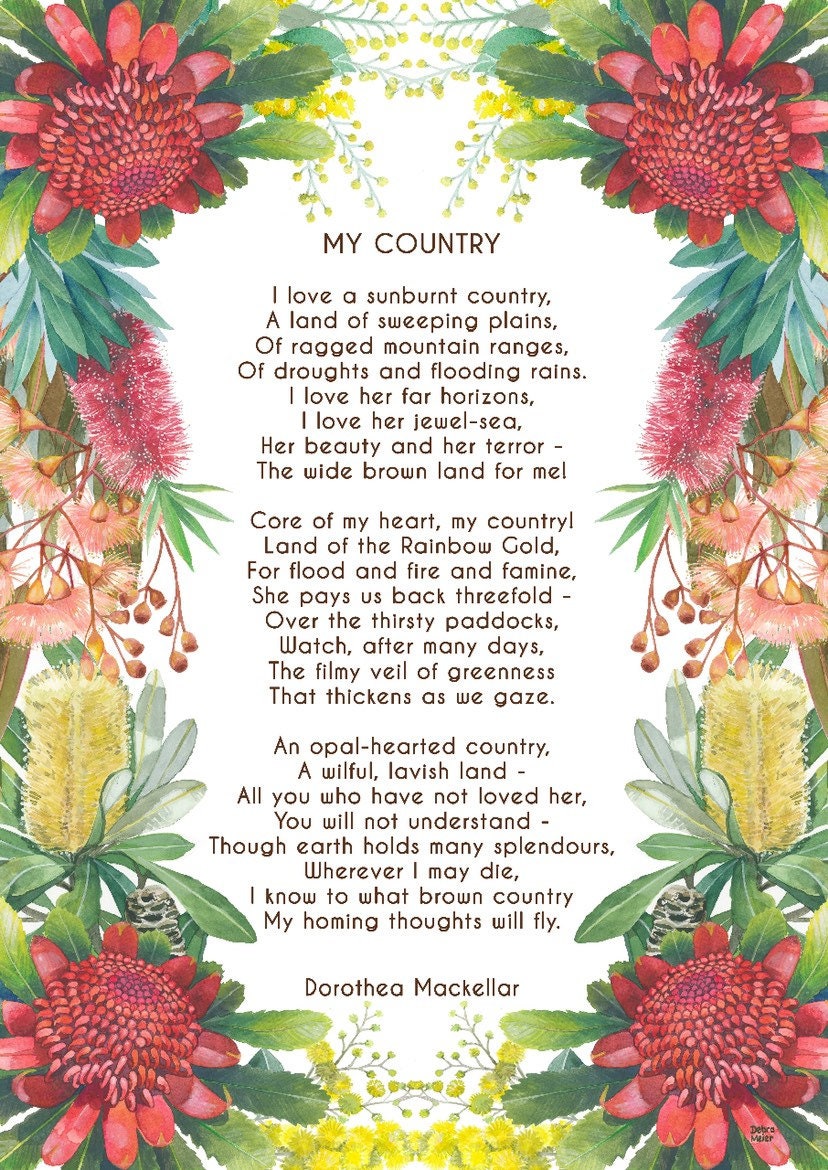A Sunburnt Country Poem Inspirational Poem My Country Poem Etsy Australia