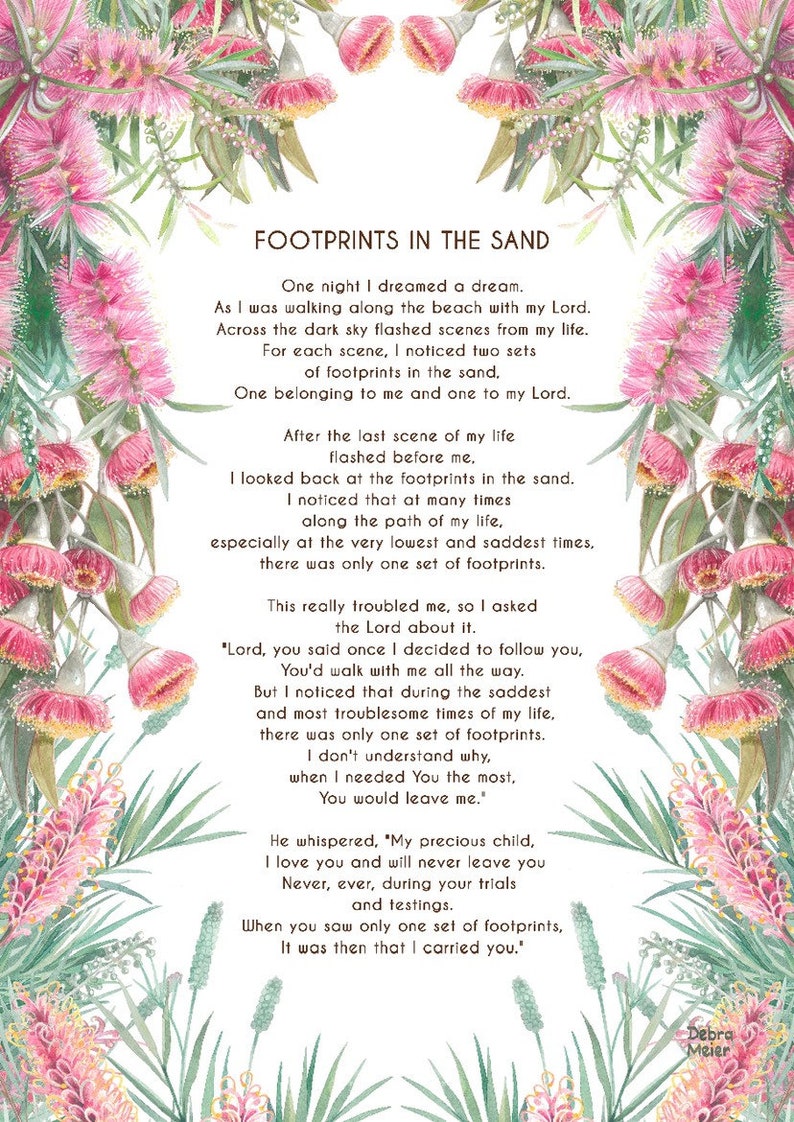 Footprints in the Sand Poem Inspirational verse Footprints Etsy Footprints in the Sand Poem Inspirational verse Footprints Etsy