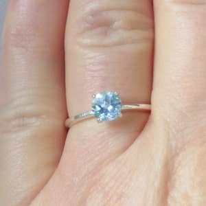 Sterling silver Aquamarine  ring, beautiful colour, March Birthstone, great on its own or as a stacker ring, silver solitaire ring.