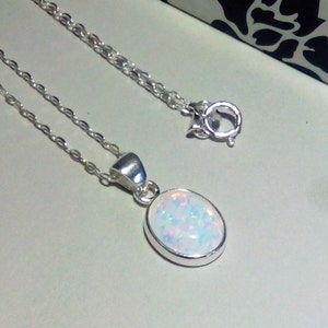 Opal  pendant necklace, solid sterling silver, lovely pin colours, great for layering, dainty design, will arrive gift boxed.