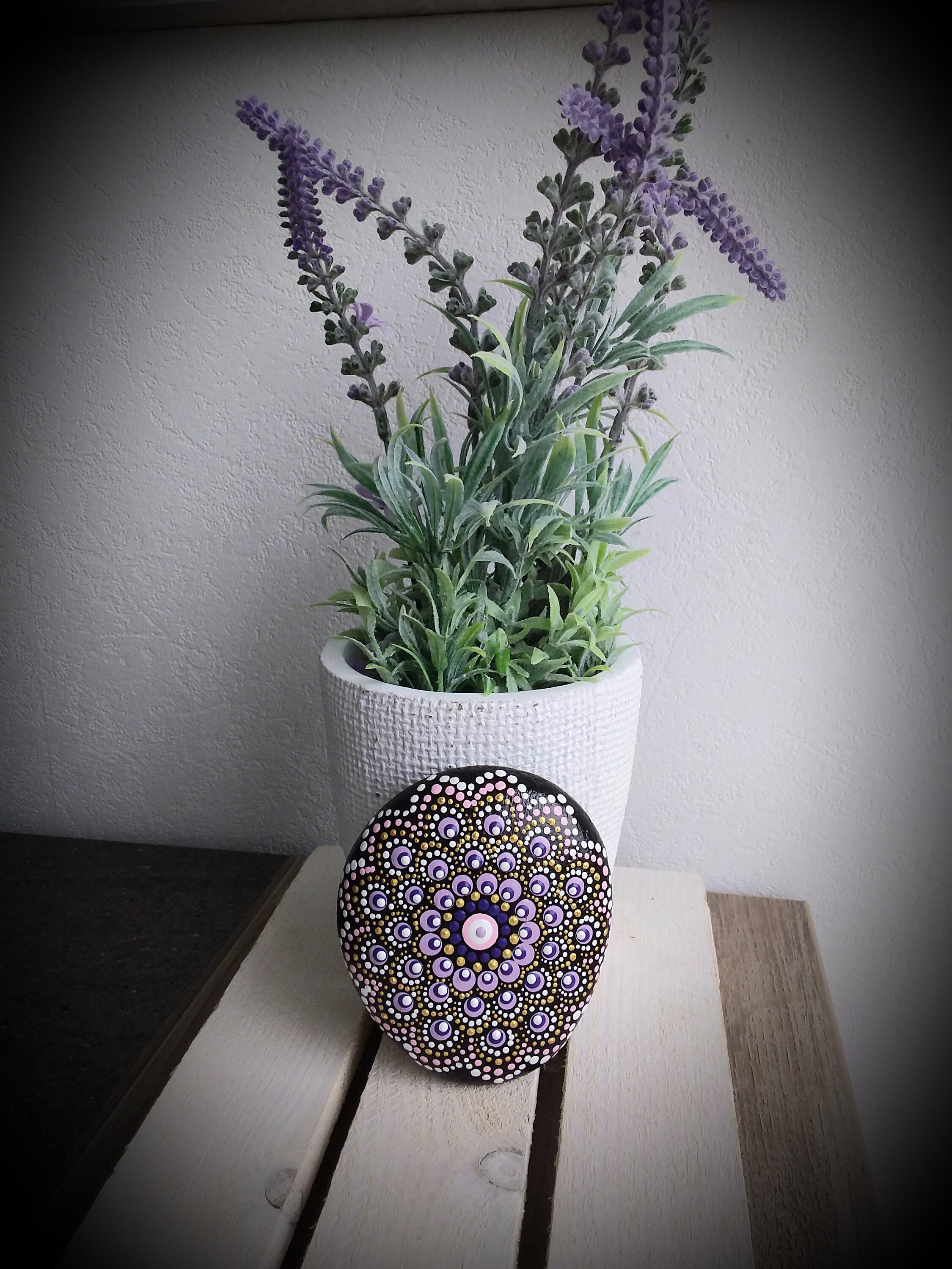 Galet Dot Painting de Méditation, Décoration Zen, Cadeau Fait Main, Galet d'intention