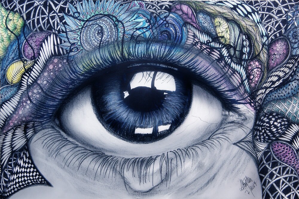 Eye, Zentangle, Eye With Tear, Look, Pattern, Combination of