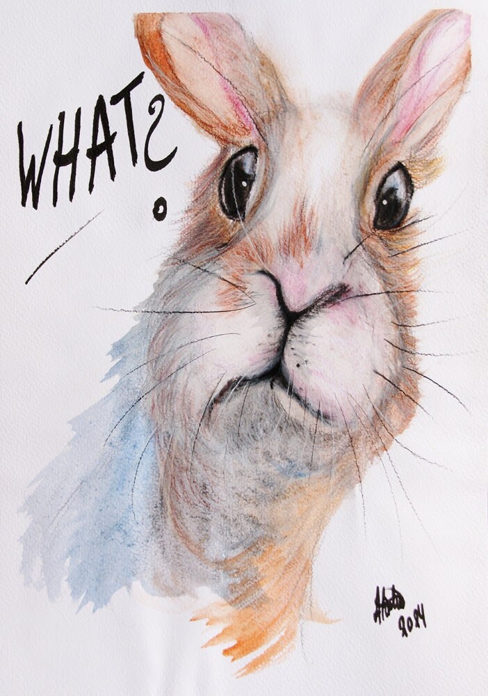 Kunstdruck „Niedlicher Hase“ A4 – Aquarell Grau, Auf Mattem Fotopapier 230g/m², Ungerahmt