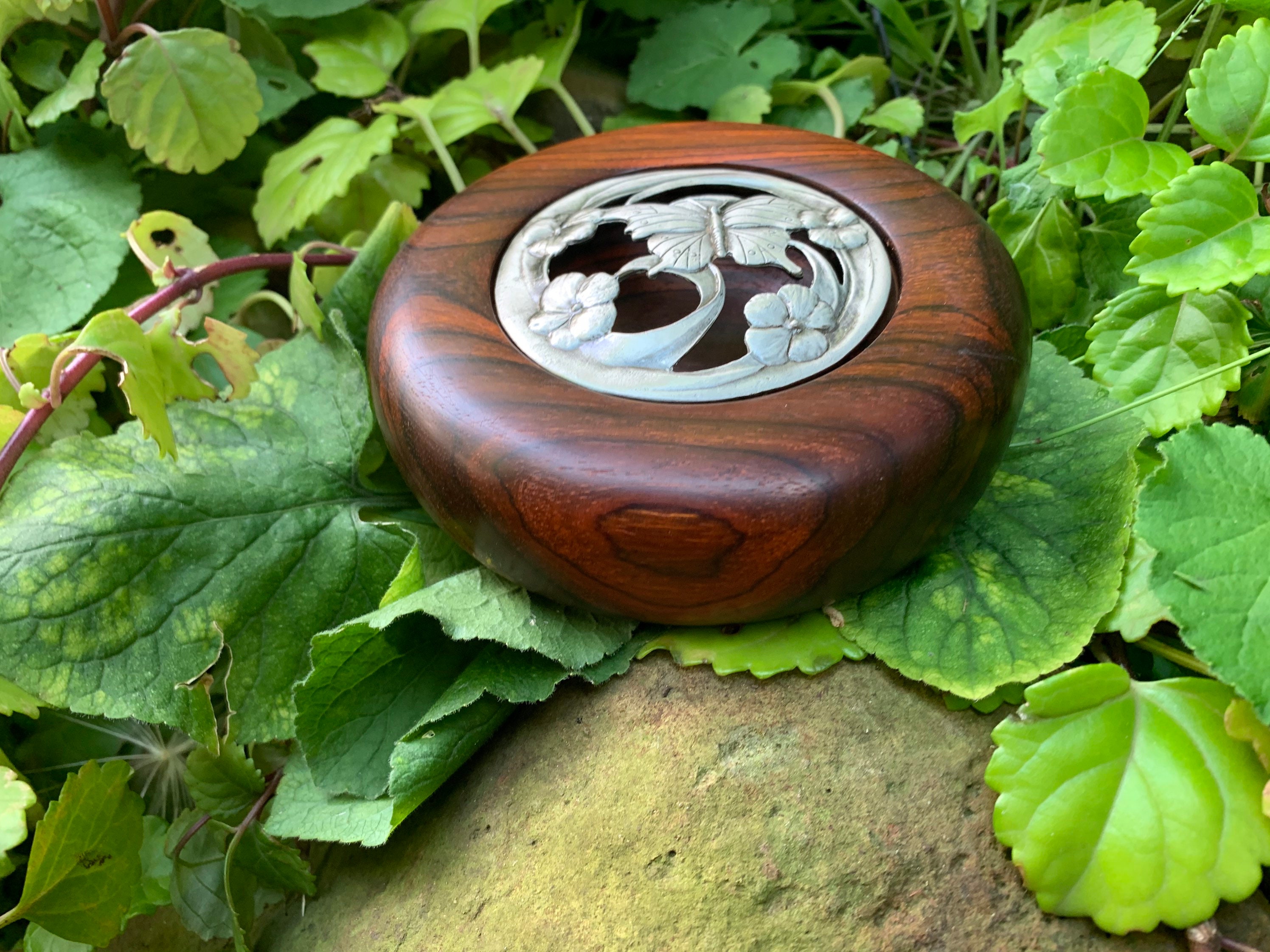 Pot Pourri Bowl Cocobolo Timber Pewter Lid Etsy