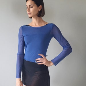 Ballet top Mesh top Long sleeve mesh top Women&#39;s Mesh Crop Top Long Sleeves Ladies Dance Top Long sleeve tulle top Dancer top Dance mesh top