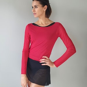 Ballet top Mesh top Long sleeve mesh top Women&#39;s Mesh Crop Top Long Sleeves Ladies Dance Top Long sleeve tulle top Dancer top Dance mesh top