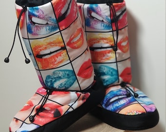 バレエまたはダンス用ウォームアップブーツ、レディース用ウォームアップブーツ、メンズ用ウォームアップブーツ、ソフトシェルブーツ、ステイプットブーツ、キャリアフットウェア