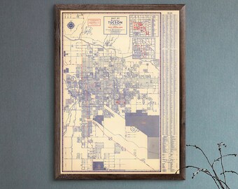Aged map of tucson Etsy picture relating to Printable Map of Tucson Az called Previous map of tucson Etsy