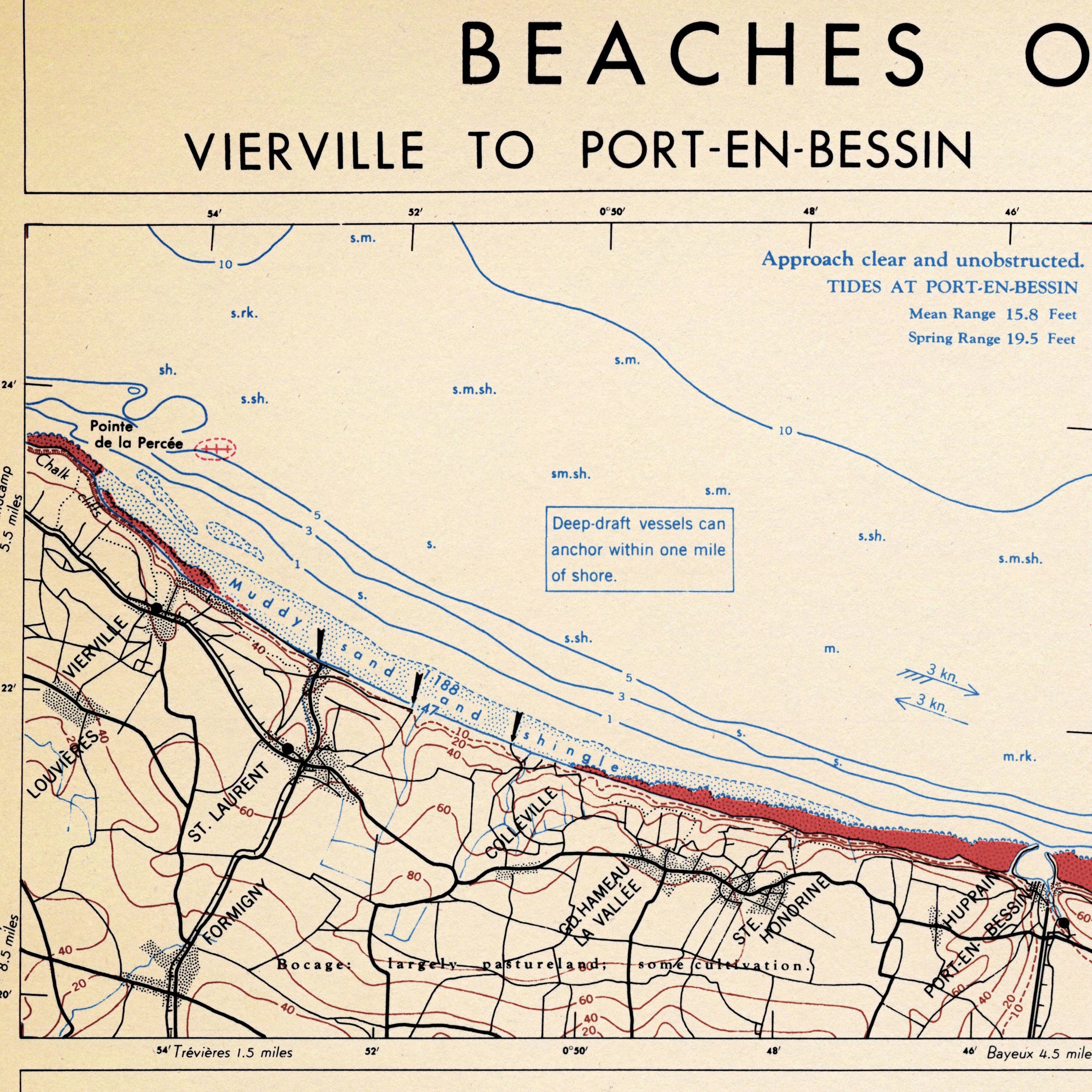 Normandy Beach Map D Day Map Normandy Invasion 1944 World Etsy