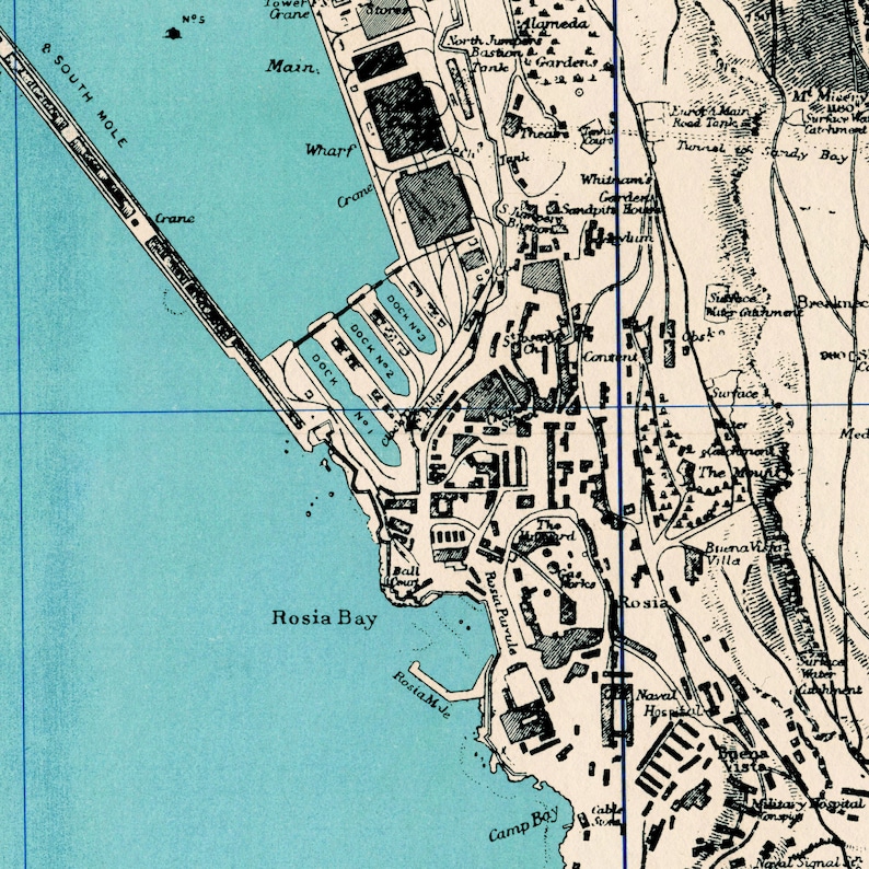 Old Map Of Gibraltar City Gibraltar Map Vintage Map Large | Etsy