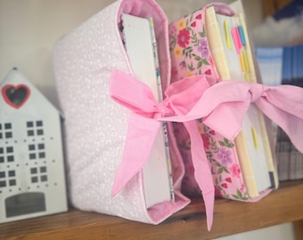 Handmade Quilted Padded Bible Sleeve, Pink Floral Book Sleeve With Bow, Reader Gift