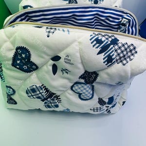 Quilted Makeup Bag | Medium Toiletry Pouch | Carry-All Organizer | Tech Accessory Bag | Handmade Zipper Bag | Gift for Her Travel Bag
