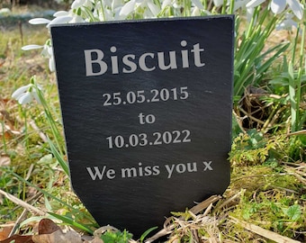 Engraved Slate Pet Memorial Plaque, Rustic Outdoor Tribute