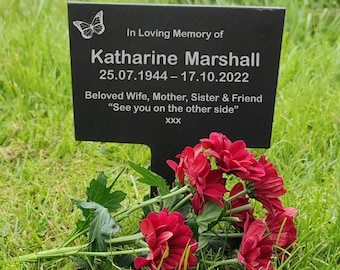 Engraved Slate Memorial Plaque, Personalized Grave Marker, Pet or Tree Plaque