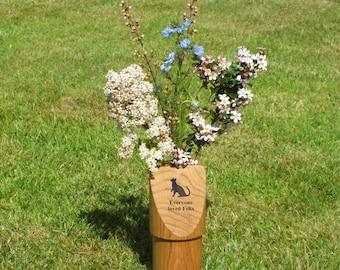 Engraved Oak Pet Memorial Post, Garden Grave Marker, Tree Planting
