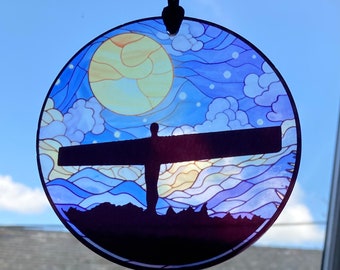 Angel Of The North Stained glass style decoration. Northumberland gift, Gift for Geordie, Newcastle gift, Hadrian’s wall souvenir,