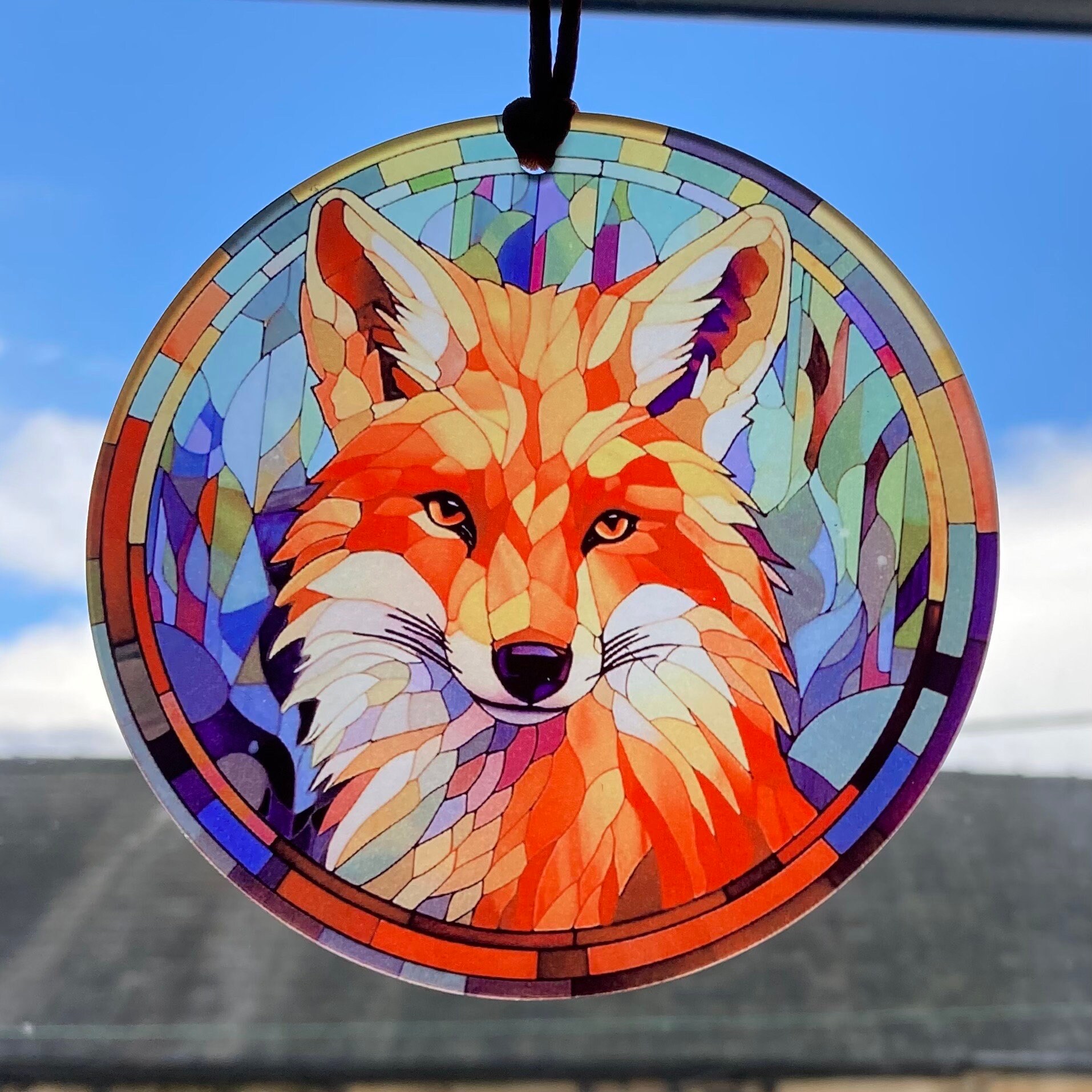 ジル Fox Stained Glass Style Acrylic Decoration. Wildlife Gift, Animal