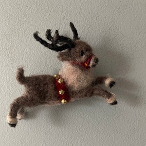 Needle felted reindeer ornament image 1