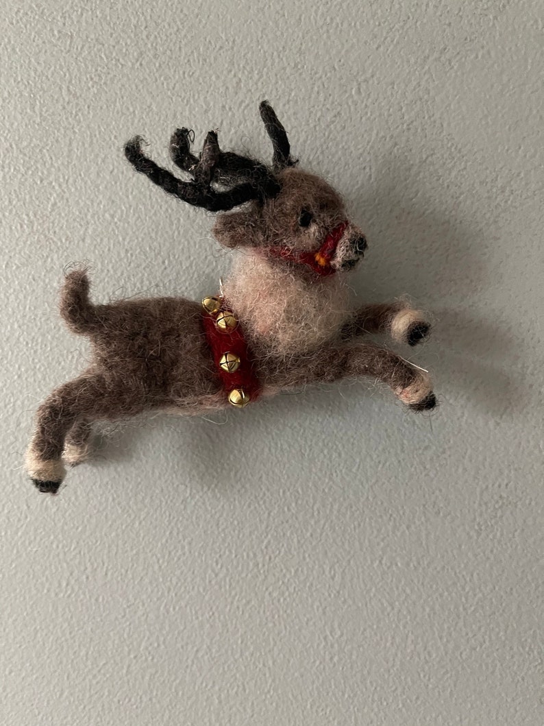 Needle felted reindeer ornament image 1