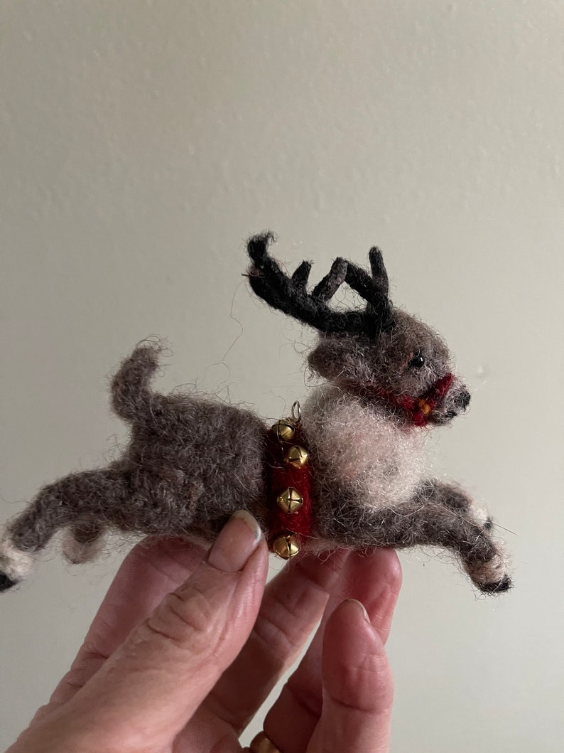 Needle felted reindeer ornament image 3