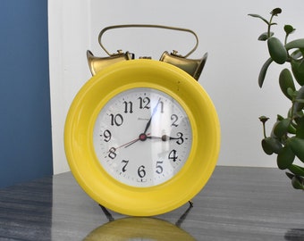 Vintage Yellow Alarm Clock by Blessing / Made in West Germany / Mid Century Clock / Collectible Alarm Clock /