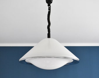 Harvey Guzzini Elpis Pendant Light: Mid Century Space Age Acrylic Hanging Lamp